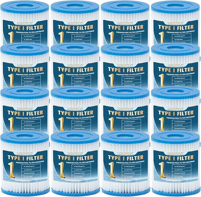 Type I Filter Cartridge for Pools,Replacement Filters Cartridge for 58093,for Summer Waves,for 300/330 Gal/H Filter Pumps (16 Pcs)