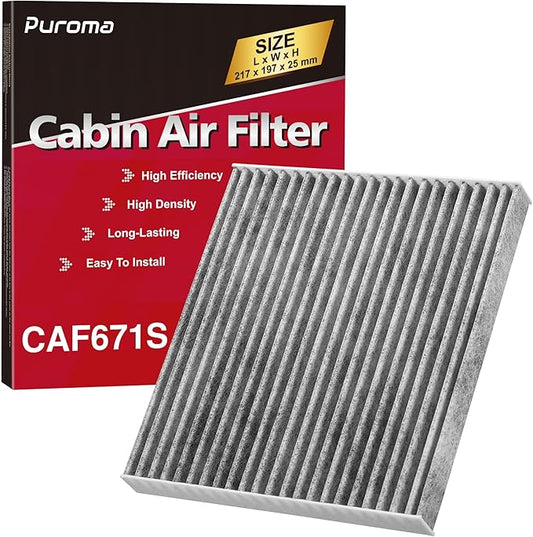Puroma Cabin Air Filter with Activated Carbon, Replacement for CF11671, 6090C, CAF1864P, Mazda: EG21-61-P11, Jeep Grand Wagoneer, Wagoneer, Mazda CX-7, RAM 1500, 1500 Classic, 2500, 3500, 4500, 5500