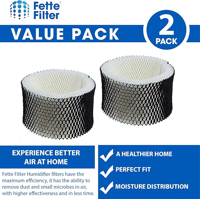Fette Filter -2 Humidifier Filters Compatible with Holmes & Sunbeam Humidifier Filter A, HWF62 HWF62CS HWF62D (Pack of 2)