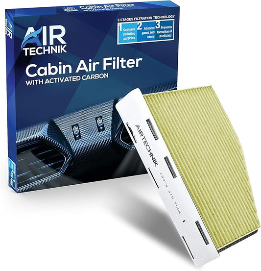 AirTechnik CF10373 PM2.5 Cabin Air Filter w/Activated Carbon | Fits Audi A3, A3 Quattro, Q3, TT Quattro, VW Beetle, Caddy III, CC, Tiguan, EOS, Golf, GTI, Jetta, Passat, R32, Rabbit - CUK2939
