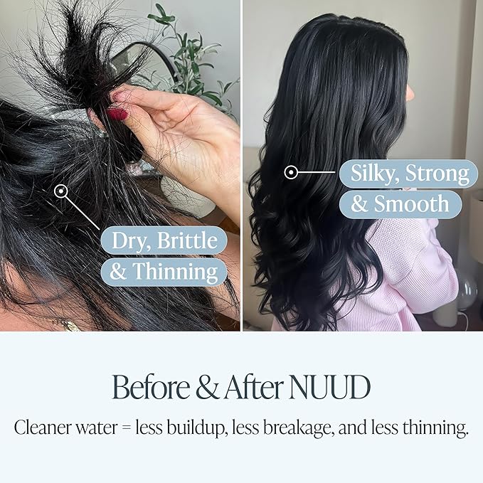 NUUD Filtered Shower Head - Removes Chlorine, Heavy Metals & Contaminants for Healthier Scalp Skin & Hair | Protects Colored Hair & Soothes Dry Skin - High Pressure Shower Head Filter - Brushed Nickel
