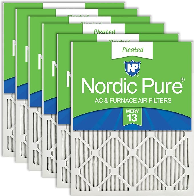 Nordic Pure 12x24x1 (Actual Size: 11 1/2 x 23 1/2 x 3/4) Pleated MERV 13 Air Filters 6 Pack