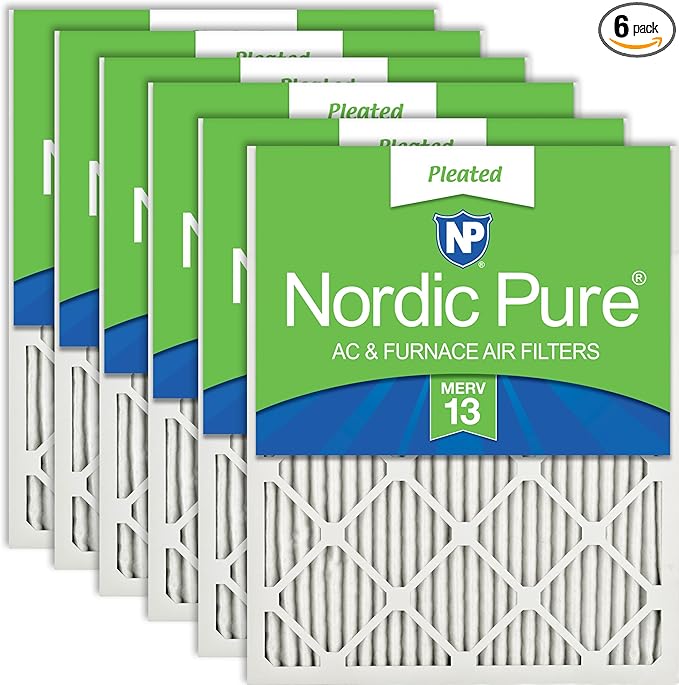 Nordic Pure 10x20x1 (Actual Size: 9 1/2 x 19 1/2 x 3/4) Pleated MERV 13 Air Filters 6 Pack