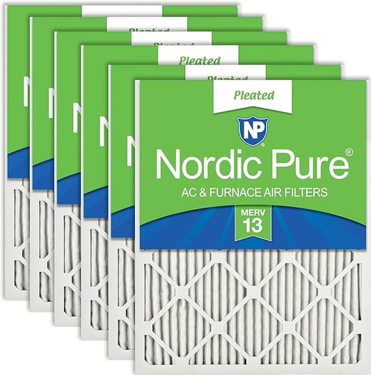 Nordic Pure 24x24x1 (Actual Size: 23 3/8 x 23 3/8 x 3/4) Pleated MERV 13 Air Filters 6 Pack