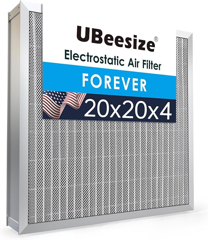 UBeesize 20x20x4 Reusable Electrostatic Air Filter HVAC AC Furnace Filter,Washable, Lasts a Lifetime,Permanent Air Filter,Breathe Fresher,Home And Office(Actual Size:19.37x19.37x3.58In)