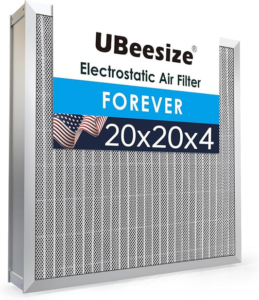 UBeesize 20x20x4 Reusable Electrostatic Air Filter HVAC AC Furnace Filter,Washable, Lasts a Lifetime,Permanent Air Filter,Breathe Fresher,Home And Office(Actual Size:19.37x19.37x3.58In)
