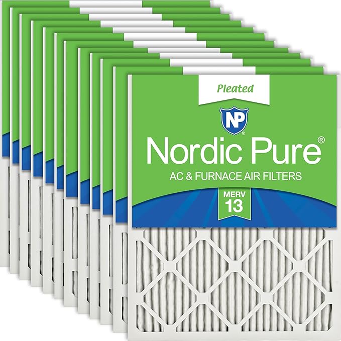 Nordic Pure 16x20x1 (Actual Size: 15 1/2 x 19 1/2 x 3/4) Pleated MERV 13 Air Filters 12 Pack