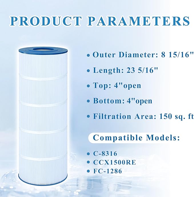 Pool Filter Compatible with CCX1500RE, X-Stream 150 PXST150, C-8316, FC-1286, 1 Pack