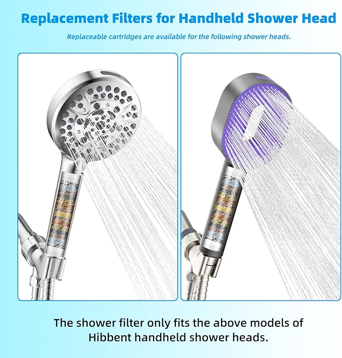 Hibbent 2 Pack Replacement Shower Filters Fit Hibbent 10-spray Handheld Shower Head, 20 Stage Showerhead Filter for Hard Water, High Output Shower Filter
