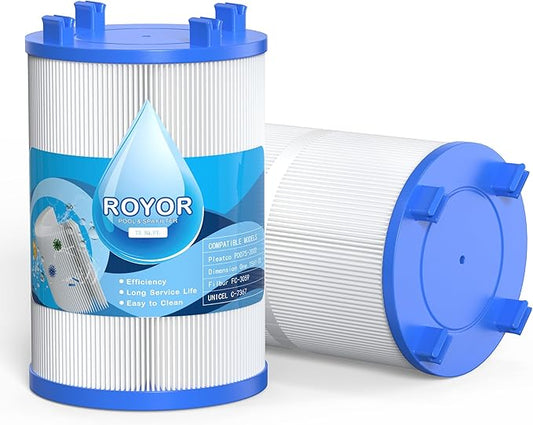 ROYOR Hot Tub Filters Replacements for Dimension One Spa Filter 1561-00, Hot Tub Filter Compatible with PD075-2000, C-7367, FC-3059, Baleen AK-60035, 75 Sq.Ft. 2 Pack