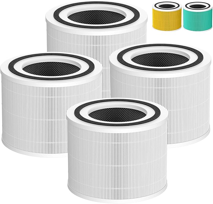 4 Pack 240 Replacement Filter Compatible with Puro 240 Air Purifier, 3-in-1 Main Filter Replacement with Activated Carbon Filter
