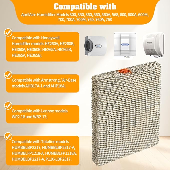 4Pack 35 Water Panel Humidifier Replacement Filter Made of Aluminum Mesh Compatible with AprilAire Whole-House Humidifier Models 300 350 360 560 560A 568 600 600A 600M 700 700A 700M 760 760A 768