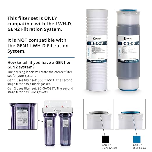 FI iFilters, Nature Provides The Water... We Supply The Purity! Whole House 2 Stage Water Filtration System w/Extra Filter Set, Sediment, Rust, Chlorine, Taste, Odor, 3/4 inch Ports, Gen2