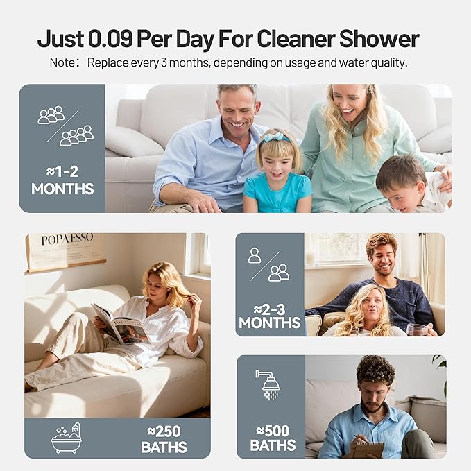 2-Pack Black Shower Head Filter Replacement for L400099 DAKINGS Matte Black Filtered Rainfall Shower Head Combo, Remove Chlorine, Reduces Dry Itchy Skin