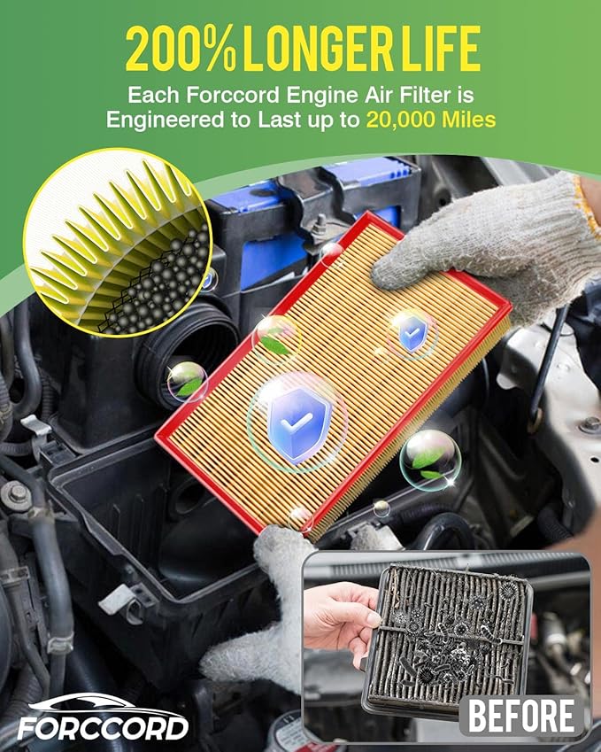 Cabin & Engine Air Filter Fit for Chevrolet Chevy Equinox 2018-2025 2026, GMC Terrain 2018-2025 2026 Activated Carbon Cabin Filter Replacement Air Filter CF11966 CA12260 Car Accessories