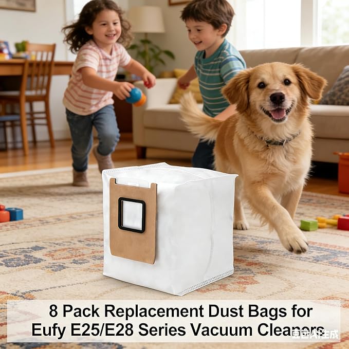 Replacement Dust Bags Compatible for Eufy Omni E25/E28/C28 3-Layer Leak-Proof Robot Vacuum Cleaner Parts/Accessories