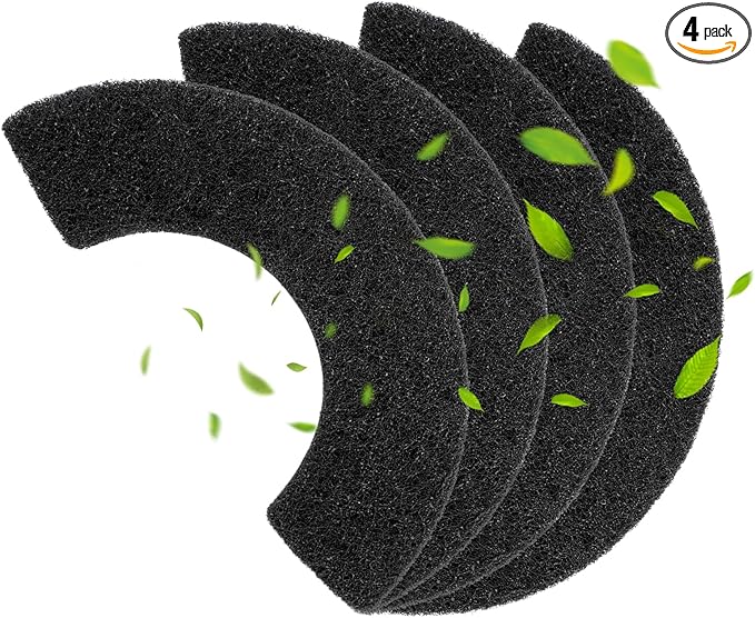 4 Pack 0.5" Thickened Activated Carbon Filters Compatible with LR 4 Connect, Automatic Cat Litter Box Filters Replacement Charcoal Filter Sheet to Absorb Odors Control Pet Damp Keep Home Fresh