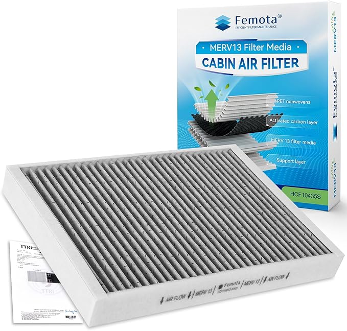Certified MERV 13 Cabin Air Filter with Activated Carbon, CF10435 for Volvo S60/S60 Cross Country/S80/V60/V70/XC60/XC70, Land Rover Discovery Sport, LR2, Range Rover Evoque, Jaguar E-Pace