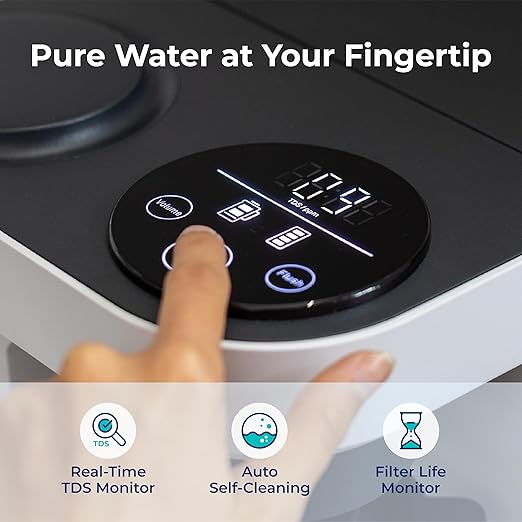 Bluevua RO100ROPOT-Lite Countertop Reverse Osmosis Water Filter System, 3:1 Pure to Drain Ratio, Portable RO Filtration with Remineralization, No Installation, WQA Certified, 6-Stage White