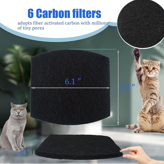 PurifyLogix Carbon Filters Compatible with Petmate Booda Clean Step Cat Litter Box - Thickened and Durable Activated Charcoal Filters, Absorb Odors/Control Damp from Pets/Keep Home Fresh (6 Pack)