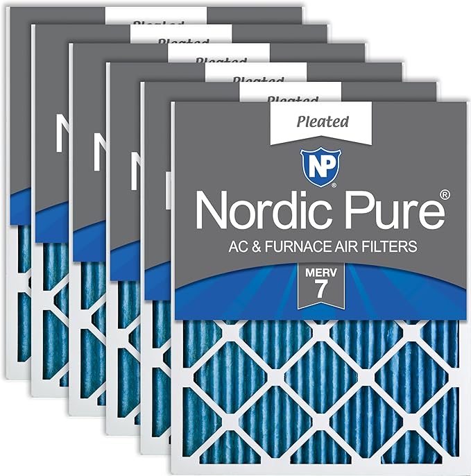 Nordic Pure 12x24x1 (11 1/2 x 23 1/2 x 3/4) Pleated MERV 7 Air Filters 6 Pack