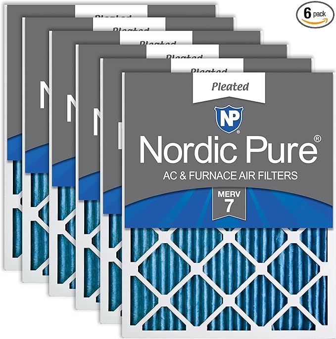 Nordic Pure 10x20x1 (Actual Size: 9 1/2 x 19 1/2 x 3/4) Pleated MERV 7 Air Filters 6 Pack
