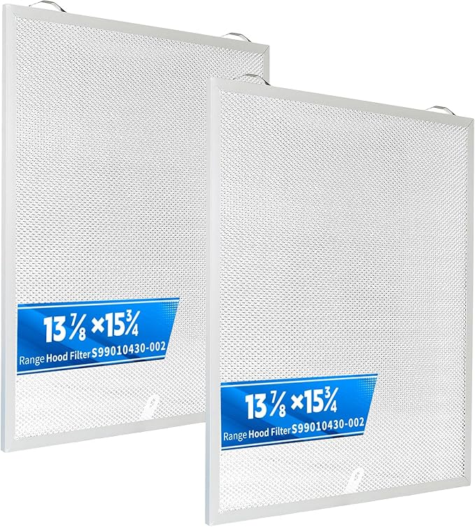 S99010430-002 Range Hood Filter Replacement, Fits Broan Nutone, 13-7/8" x 15-3/4" x 3/8", Upgrade 5-layer Aluminum Grease Filter,Easy Install&Washable & Reusable by ENKTIK (2-Pack)