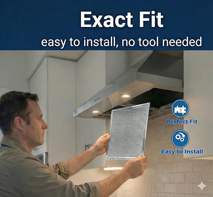 2X 8x8 inches Premium Ultra-Flow Heavy-Duty Range Hood Filter Replacement Compatible with Ventline BCC024600 Exhaust Fan Aluminum Mesh Grease Filter for Stove Vent Filter Kitchen Oven (2)