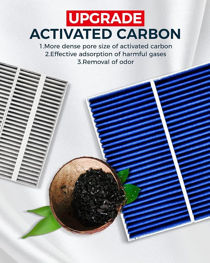 KAX Premium HEPA Cabin Air Filter with Dual Active Carbon, CF10388 Replacement for Nissan Armada 2005-2015, Titan 2004-2015, NV2500 2012-2014, NV3500 2012-2014, INFINITI QX56 2004-2010, 1Set