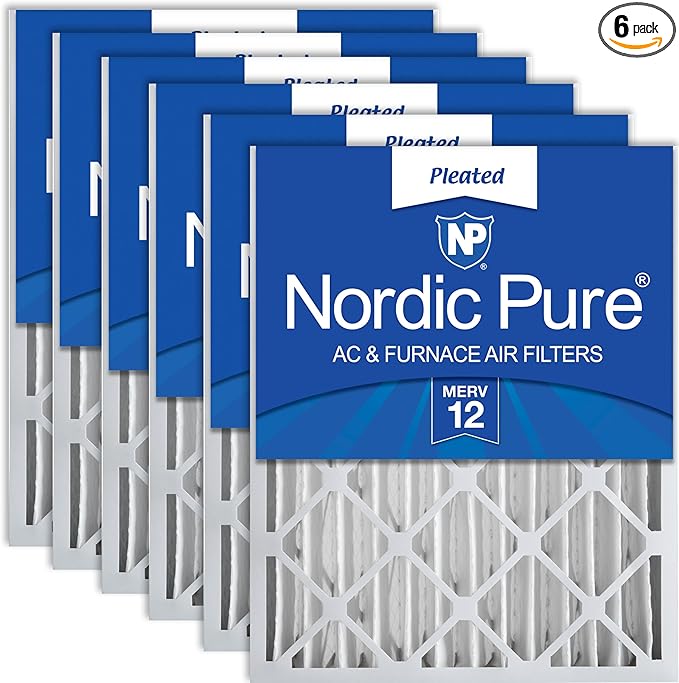 Nordic Pure 16x24x4 (Actual Size: 15 3/8 x 23 3/8 x 3 5/8) Pleated MERV 12 Air Filters 6 Pack