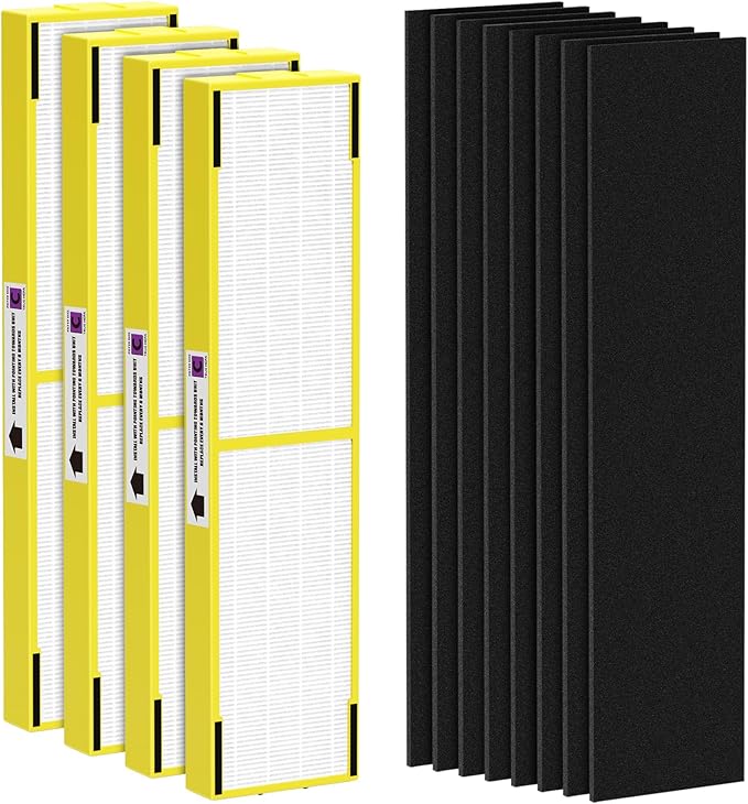 4 Pack FLT5000 True HEPA Replacement Filter C, Compatible with Germ-Guardian AC5000, AC5000E, AC5250PT, AC5350B, AC5350BCA, AC5350W, AC5300B, CDAP5500B, AP2800CA Air Purifiers
