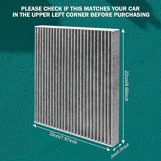 Cabin Air Filter Replacement for CF10133 CP133, Fits Toyota Corolla 2002-2008, Matrix 2003-2008, Premium Cabin Filter with Activated Carbon