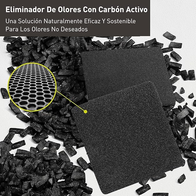 EKO Activated Charcoal Odor Filter Kit – 2-Pack Strong Odor Absorber and Deodorizer with Filter Case for Trash Cans