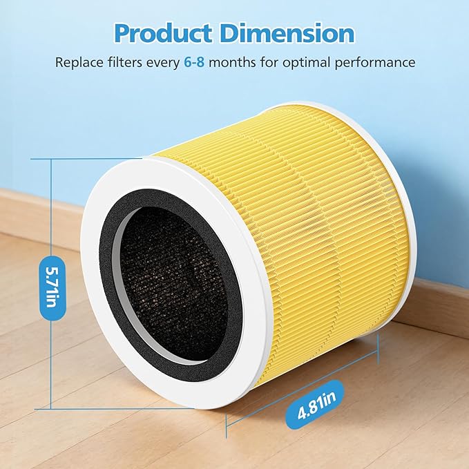 AP100 AP102 Pet Care Filter Compatible with AromaRoom AP100/AP102, Core Mini Air Purifiers, 3-IN-1 HEPA Filter and Activated Carbon Filter, 2 Pack (Yellow)