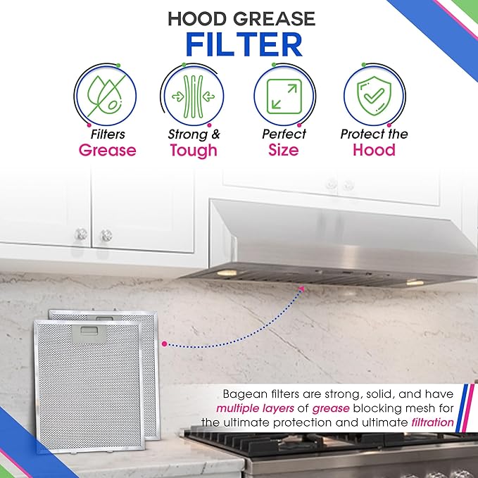 Bagean Range Hood Filter Replacement 12" x 10.5" W10169961A Compatible with Whirlpool Stove Hood Vent Filter - Aluminum Screen for Kitchen Overhead Exhaust Fan Blocks Grease & Filters Oven Air (1-Pk)