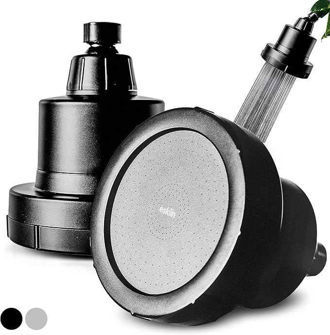 Eskiin Filtered Shower Head - Best Shower Head With Filters For Healthy Hair & Skin - High Pressure Water Softener For Hard Water - Reduce Dandruff, Protect Colored Hair, And Soothe Dry Skin (Black)