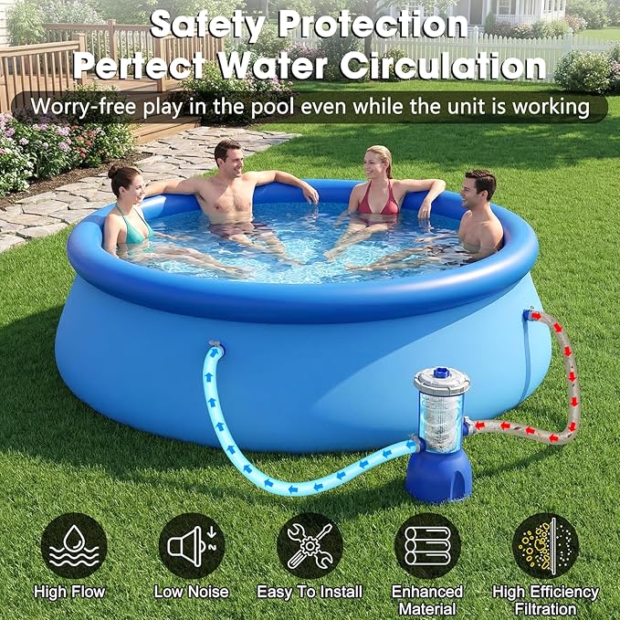 Pool Pumps Above Ground, 1000 Gallon Pool Filter Pump – Powerful Pools Filter Cartridge with Circulation System & Safety Filtration – Quickly Get Crystal Clear Water for with Filters Pumps