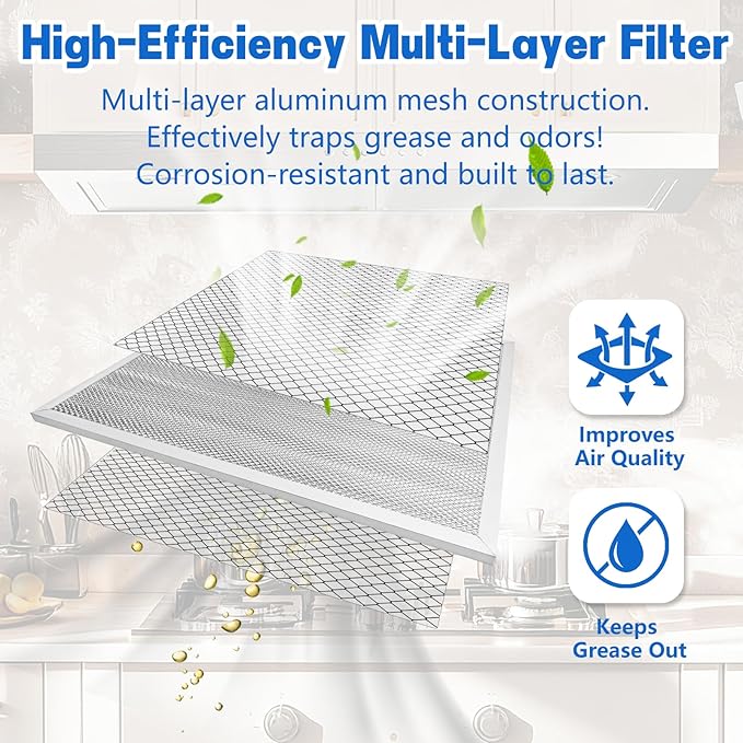 BPS1FA30 Stove Hood Vent Filter (2-Pack) - 11-3/4" x 14-1/4" x 3/8" Aluminum Grease Filter Compatible with NuTone Allure and Broan Range Hood Filter - Replaces 99010299 99010305 S99010305 AP3378953