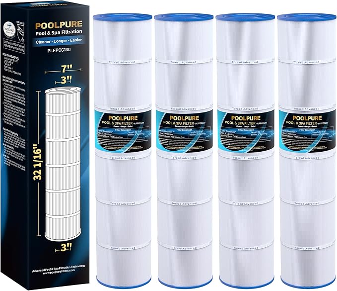 POOLPURE CCP520 Pool Filter Replaces Pentair Clean and Clear Plus 520, CCP520, R173578, 178585, PCC130, Ultral-A7, Unicel C-7472, Filbur FC-1978, FC-6475, 817-0131, L x OD: 32 1/16"x7"