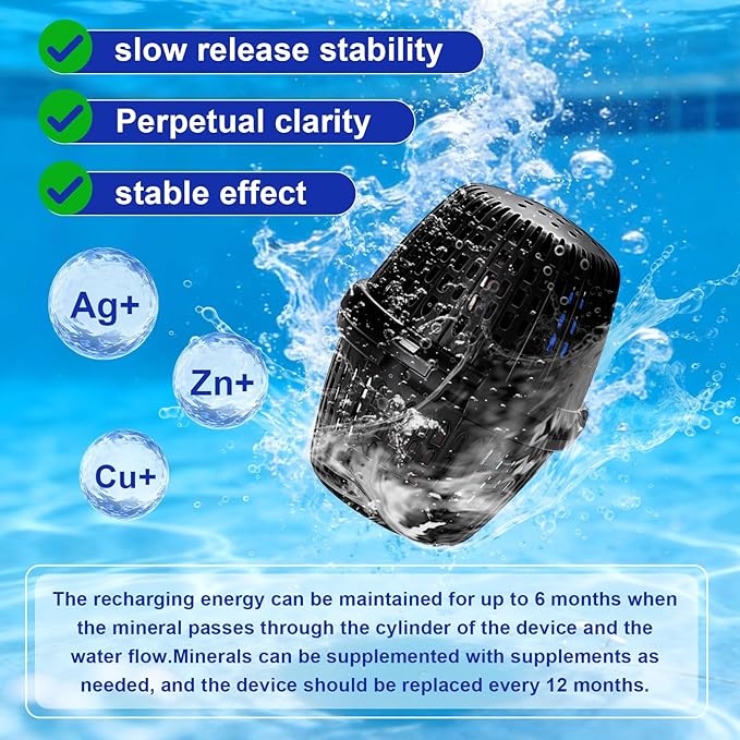 Pool Unit 20k-30k Gallons Black Replacement for Pool RX, Compatible with Mineral Cartridge Above Ground and Inground Pools Filter Replacement