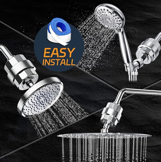 Shower Filter, EMBATHER 20 Stage Shower Head Filter for Hard Water Remove Chlorine/Fluoride/Heavy Metals,High Output Shower Softener Filter for Hair, 1 Cartridge –Polished Chrome