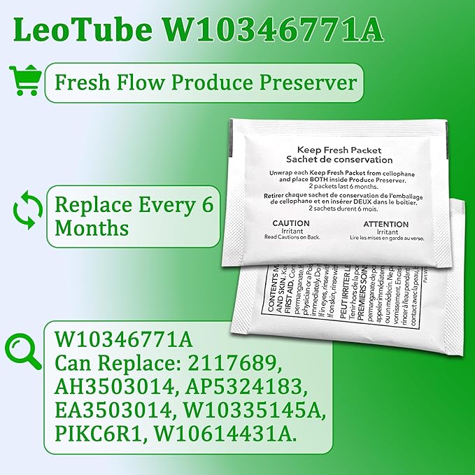 W10346771A Produce Preserver Filter and W10311524 Air Filter Replacement for Whirlpool KitchenAid Refrigerator, Keep Fresh & Eliminate Odors (8)