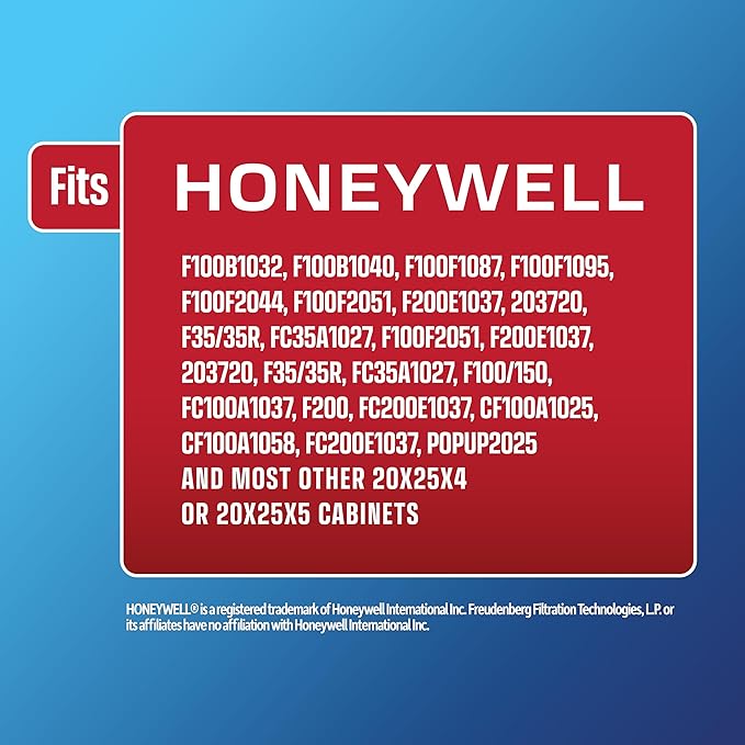 BestAir HW2025-13R AC Furnace Air Filter, 20" x 25" x 4", MERV 13, Removes Allergens & Contaminants, Fits 100%, For Honeywell Models, Pack of 3