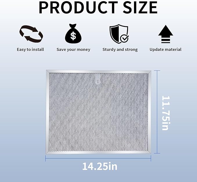 BPS1FA30 Range Hood Grease Filter Replacement, NuTone - Fit 11-3/4" x 14-1/4" x 3/8" - Replaces 99010299, 99010305, BPS2FA30, AP3378953 Compatible with QS1, QS2, WS1 Models 2 Pack