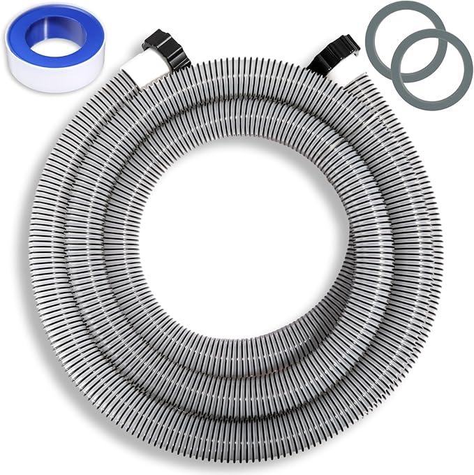1 Pack 1 1/2 Pool Hose for Above Ground Pools 15ft Long Pool Pump Replacement Filter Hoses 1.5" EVA Swimming Pools Filter Hose for Filters Pumps, Saltwater Systems and Sand filters (Black)