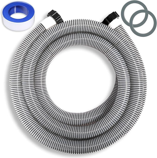 1 Pack 1 1/2 Pool Hose for Above Ground Pools 15ft Long Pool Pump Replacement Filter Hoses 1.5" EVA Swimming Pools Filter Hose for Filters Pumps, Saltwater Systems and Sand filters (Black)