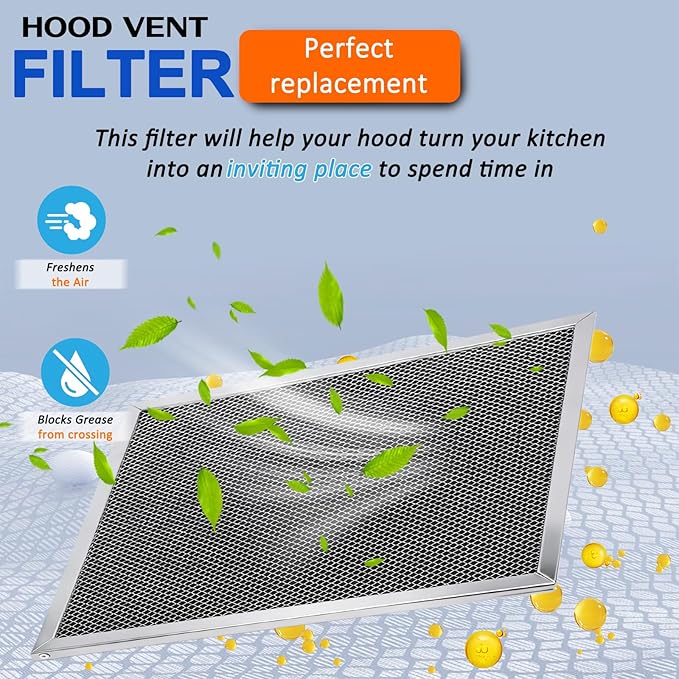 2-Pack 97007696 Range Hood Grease Filters, 8.75" x 10.5" x 0.4" - Upgraded Stainless Steel Frame & Aluminum Mesh Charcoal Combo, Compatible with Bro.an Range Hood (Replaces 97005687 & 6105C)