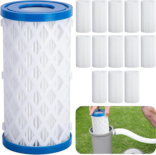 Universal Type A/C/III Pool Filter Cartridge, 14 Pack Reusable Pool and Spa Filter Paper Replacement, Pools Pump Cartridge Filtration Kit for Above Ground Pools Filtration Keep Water Clean