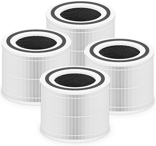 Core 300 Replacement Filter for LEVOIT Core 300 Core 300S Core 300-P Core 300S-P Air Purifier for Home Bedroom, 3-in-1 High Efficiency Activated Carbon Filter, Part # Core 300-RF, 4 Pack, White