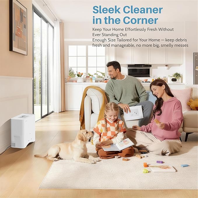 Keenhot Touchless Vacuum Automatic Dustpan, Stationary Canister Vacuums for Salons Pet Hair Food Dirt, Home Kitchen Compact Space-Saving Electric Dustpan Vacuum Cleaner, 20000Pa Strong Suction（White）